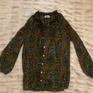 Show Me Your MuMu Colorful Feather Print Blouse